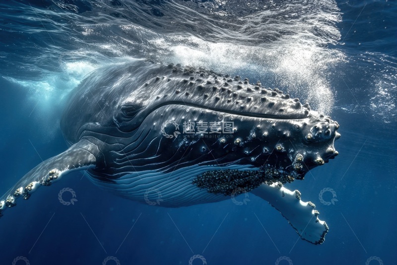 高清大图下载【趣麦麦图】大海里的一头大鲸鱼