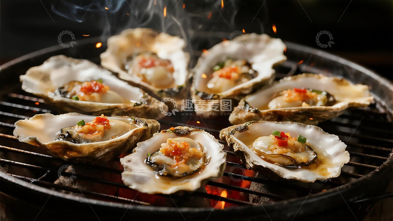 高清大图下载【趣麦麦图】美食烧烤之生蚝