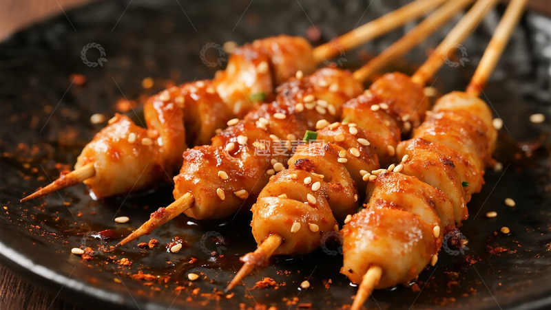 高清大图下载【趣麦麦图】美食烧烤之铁板烤面筋