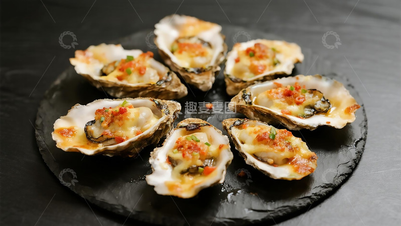 高清大图下载【趣麦麦图】美食烧烤之生蚝拼盘