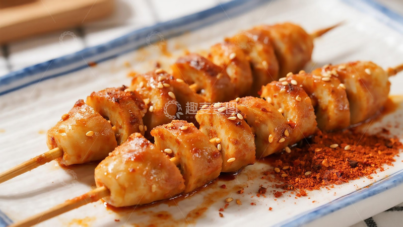 高清大图下载【趣麦麦图】美食烧烤之香辣烤面筋