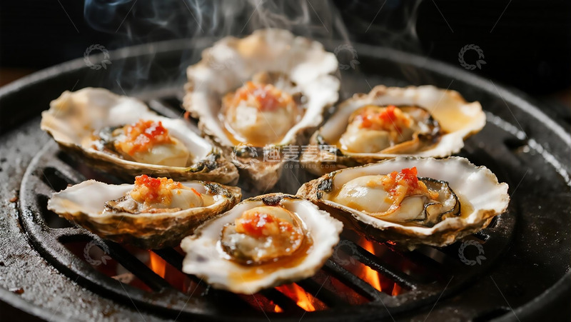 高清大图下载【趣麦麦图】美食烧烤之烤生蚝