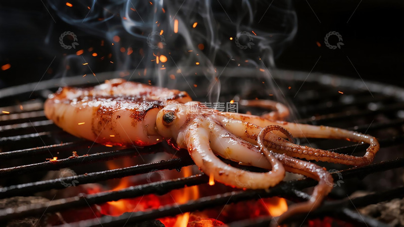 高清大图下载【趣麦麦图】美食烧烤之铁板鱿鱼