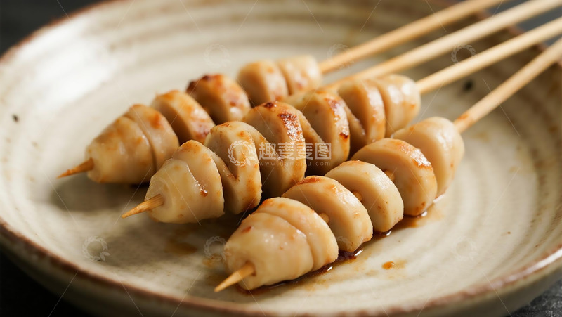 高清大图下载【趣麦麦图】美食烧烤之新鲜面筋