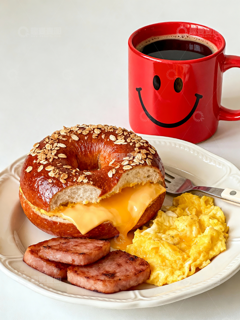 源文件下载【趣麦麦图】贝果早餐拼盘1