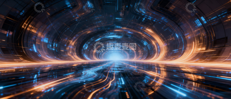 高清大图下载【趣麦麦图】 科技风隧道背景_宽屏006