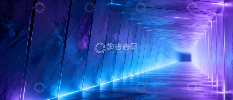 高清大图下载【趣麦麦图】 科技风隧道背景_宽屏016