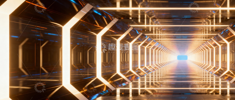 高清大图下载【趣麦麦图】 科技风隧道背景_宽屏015