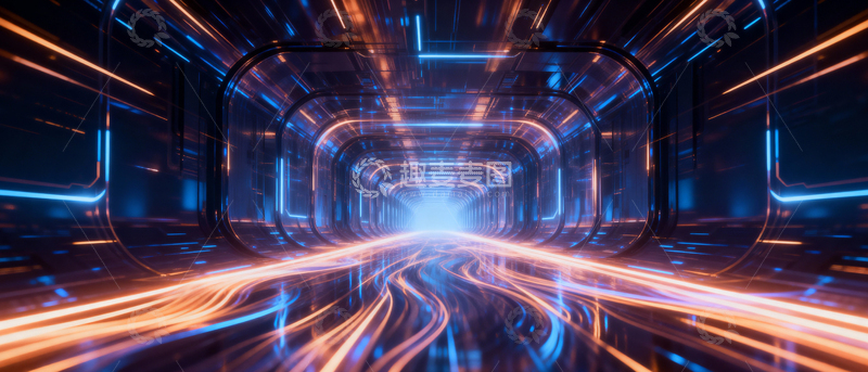 高清大图下载【趣麦麦图】 科技风隧道背景_宽屏008