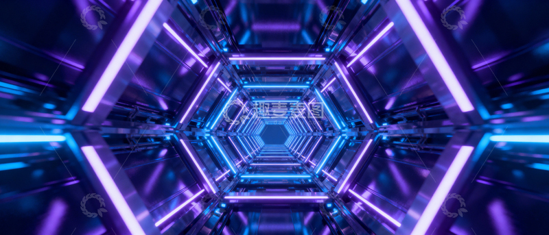 高清大图下载【趣麦麦图】 科技风隧道背景_宽屏010
