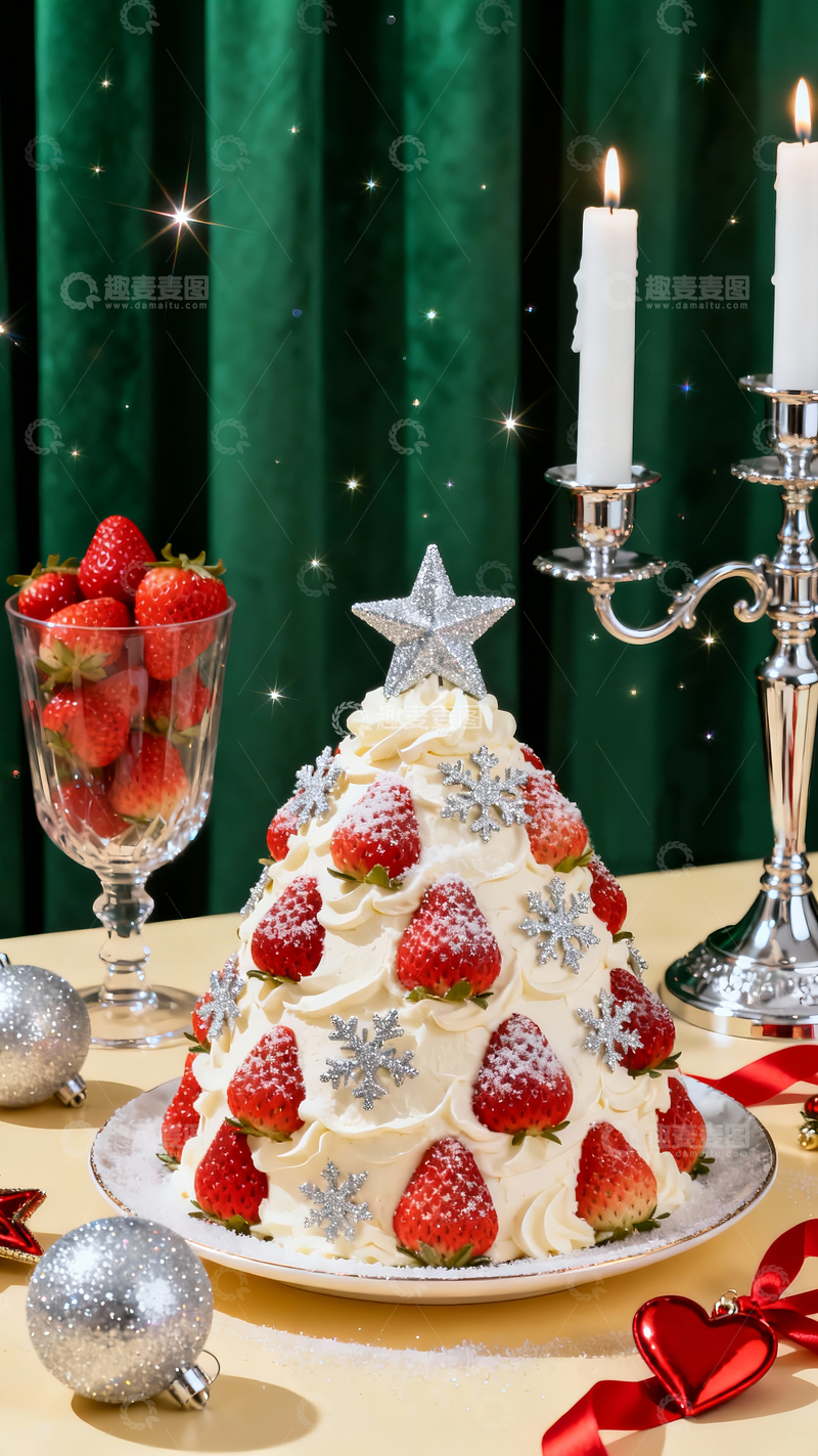 源文件下载【趣麦麦图】草莓雪星圣诞树蛋糕2