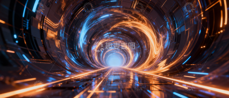 高清大图下载【趣麦麦图】 科技风隧道背景_宽屏012