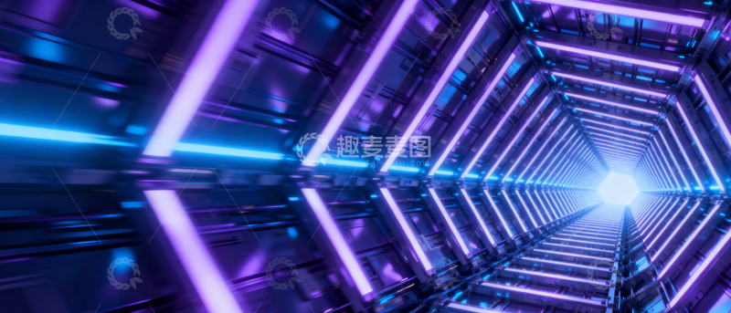 高清大图下载【趣麦麦图】 科技风隧道背景_宽屏013