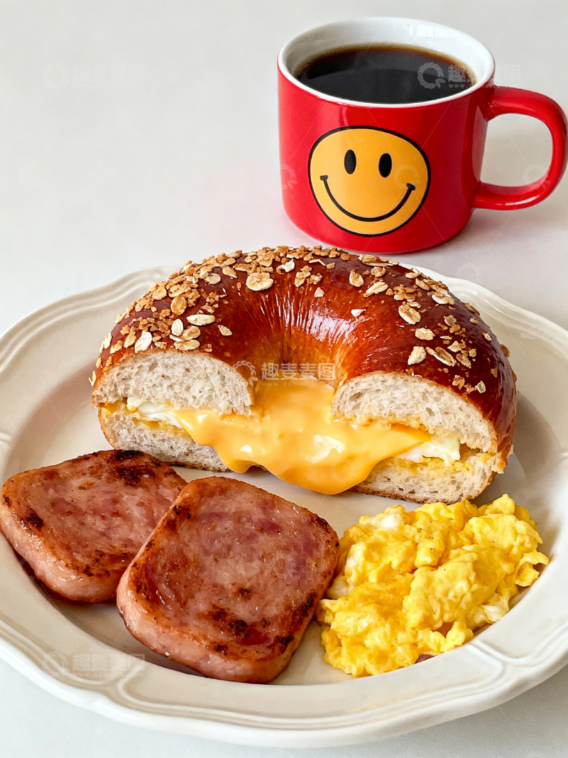 源文件下载【趣麦麦图】贝果早餐拼盘2