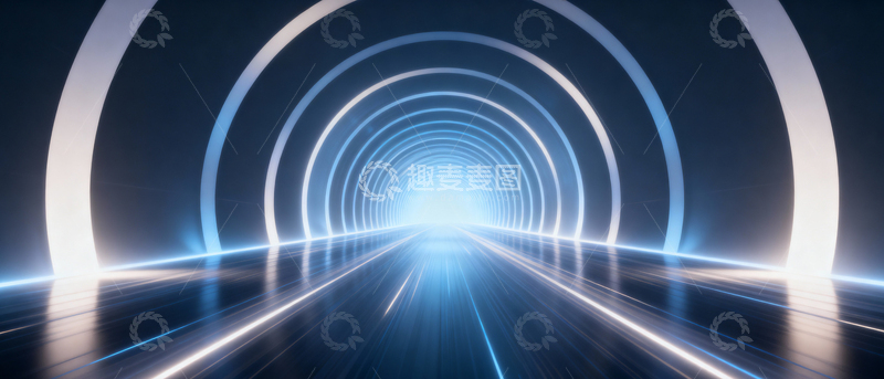 高清大图下载【趣麦麦图】 科技风隧道背景_宽屏011