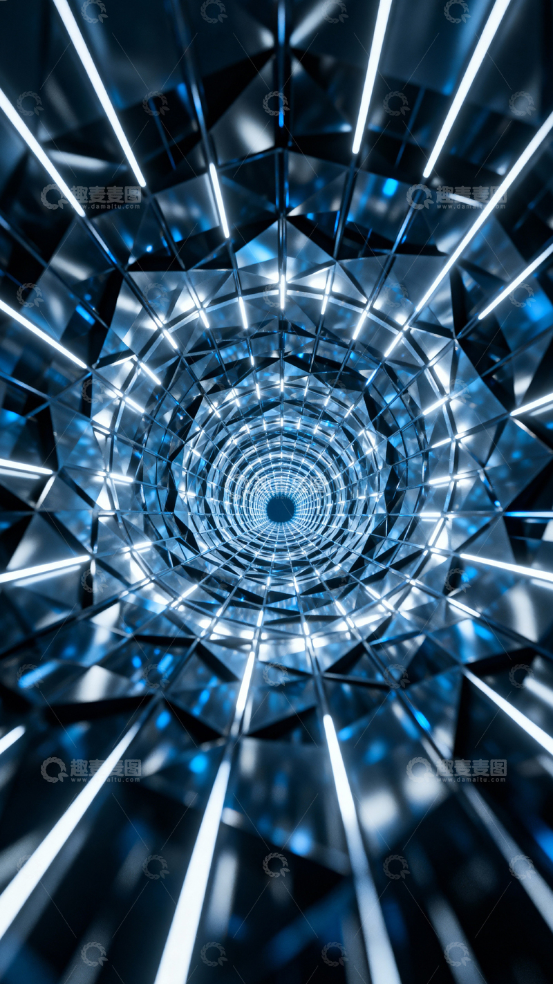 高清大图下载【趣麦麦图】科技风隧道背景_竖屏011