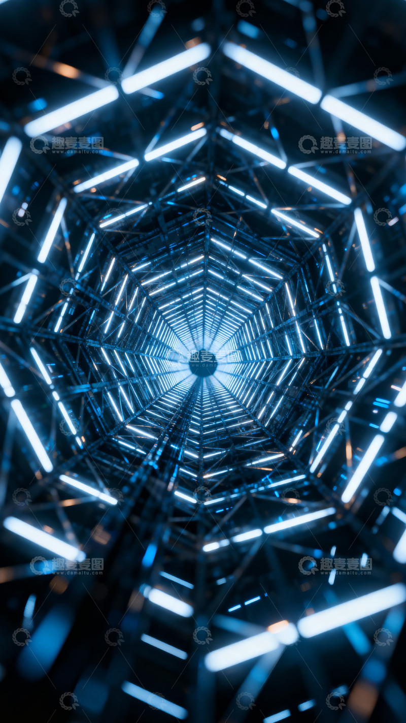 高清大图下载【趣麦麦图】科技风隧道背景_竖屏010