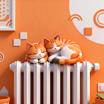 卡通风猫咪暖气片场景