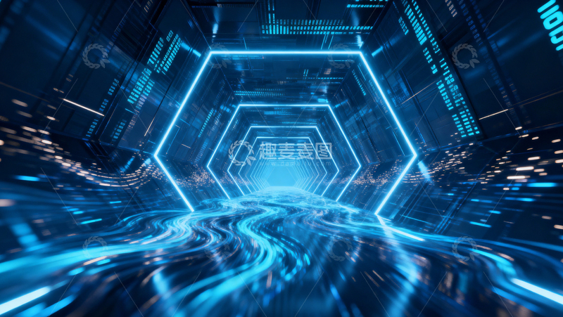 高清大图下载【趣麦麦图】科技风隧道背景019