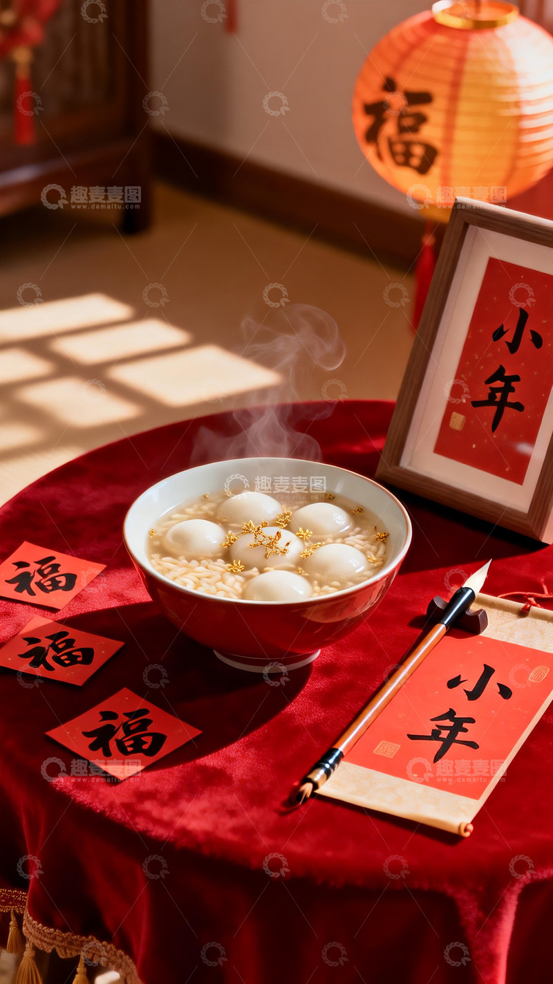 高清大图下载【趣麦麦图】春节汤圆喜庆氛围摄影图片
