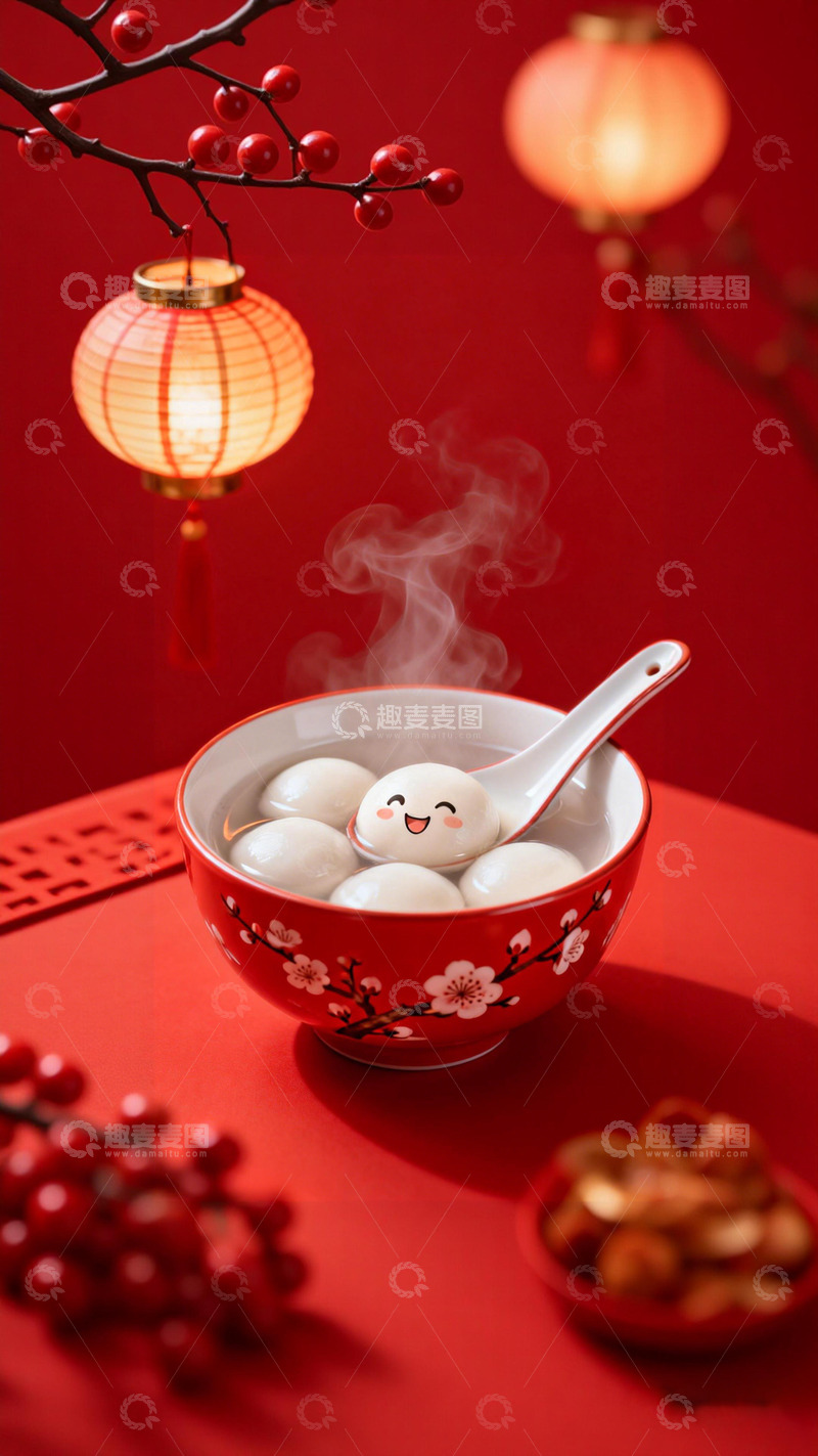高清大图下载【趣麦麦图】春节汤圆喜庆美食摄影