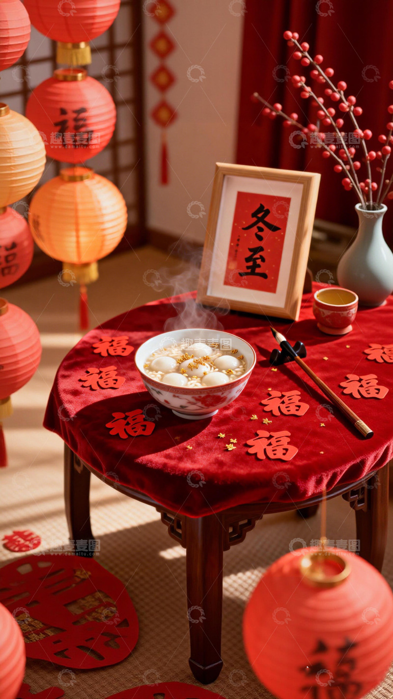 高清大图下载【趣麦麦图】冬至节日传统装饰场景布置