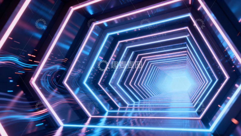 高清大图下载【趣麦麦图】科技风隧道背景012