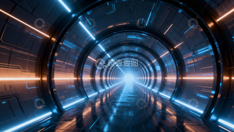 高清大图下载【趣麦麦图】科技风隧道背景040