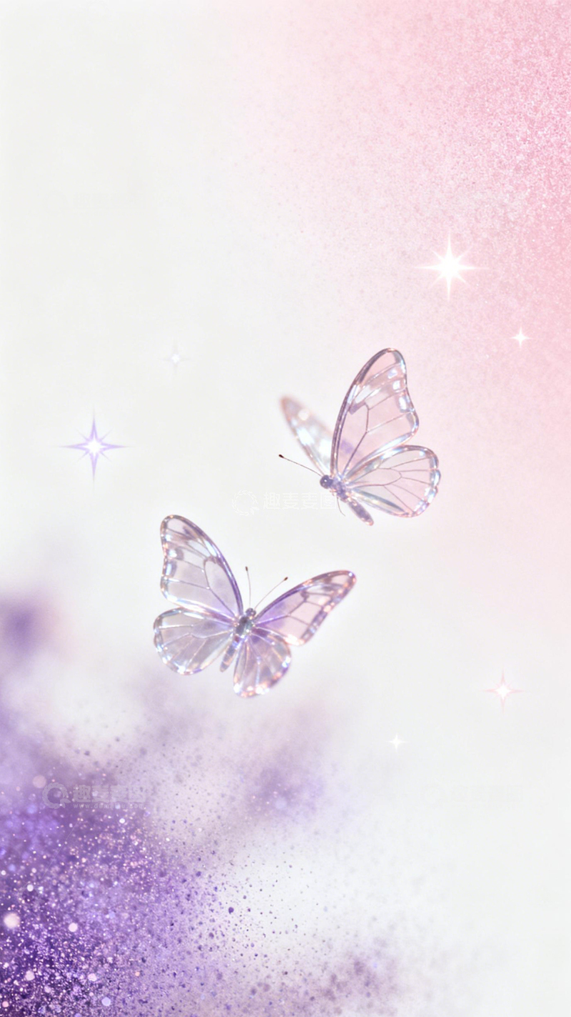 高清大图下载【趣麦麦图】粉紫水晶蝴蝶浪漫3