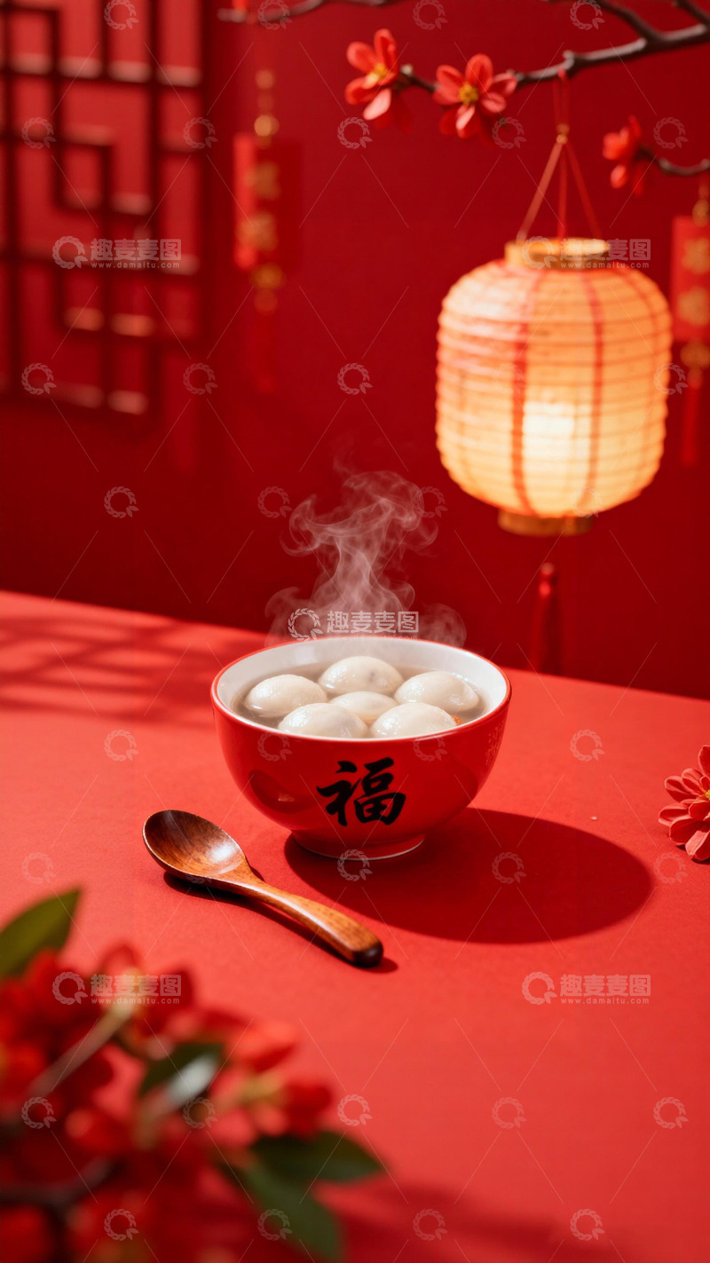 高清大图下载【趣麦麦图】红色喜庆汤圆新年美食摄影