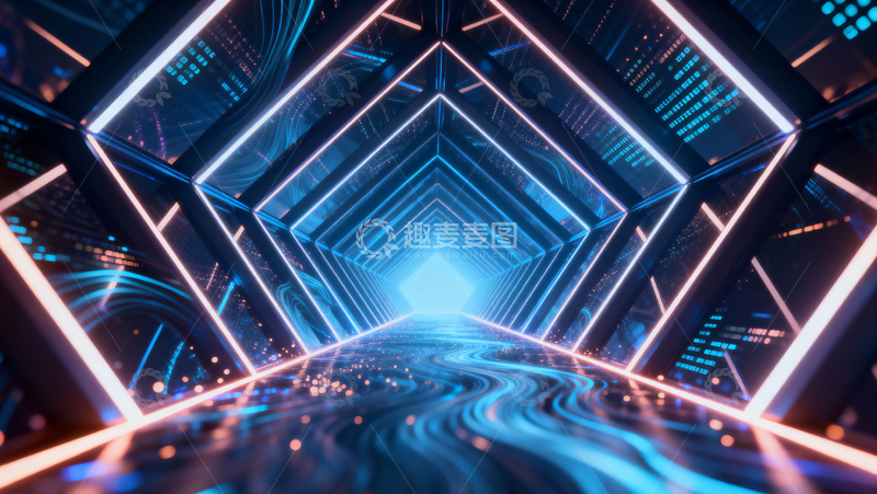 高清大图下载【趣麦麦图】科技风隧道背景022