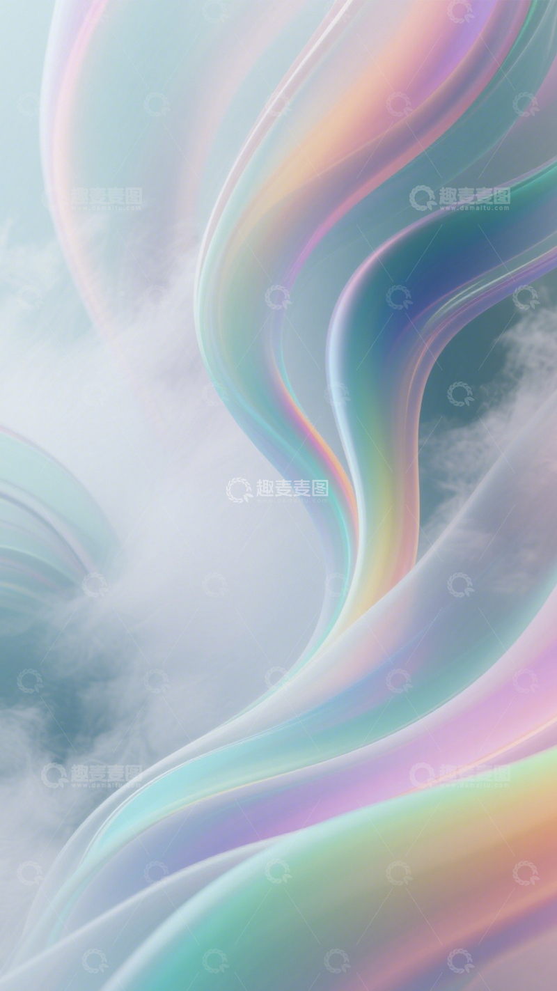 高清大图下载【趣麦麦图】粉蓝流体云雾氛围1