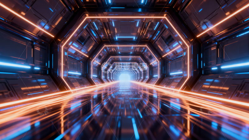 高清大图下载【趣麦麦图】科技风隧道背景041