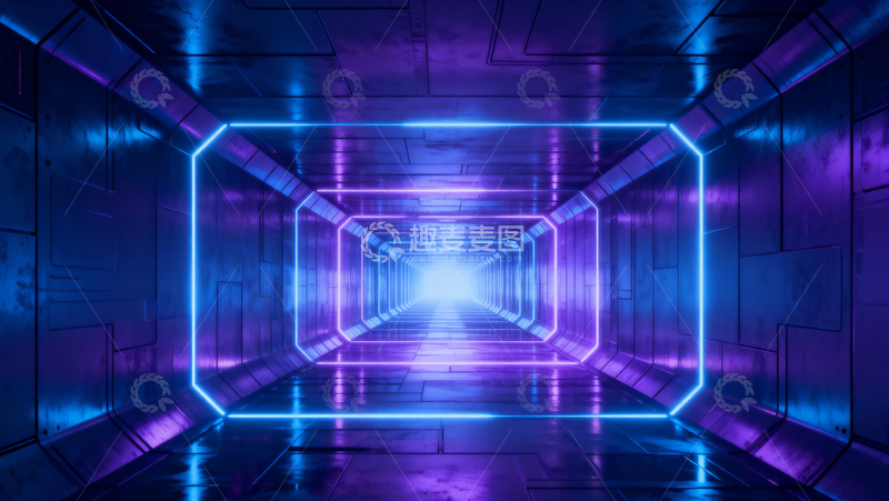 高清大图下载【趣麦麦图】科技风隧道背景046