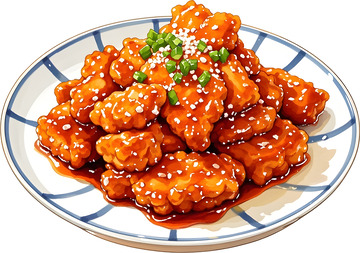 糖醋里脊美食插画设计素材