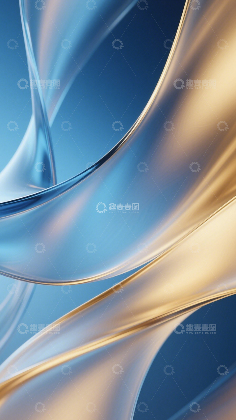 高清大图下载【趣麦麦图】蓝金流体光泽质感2