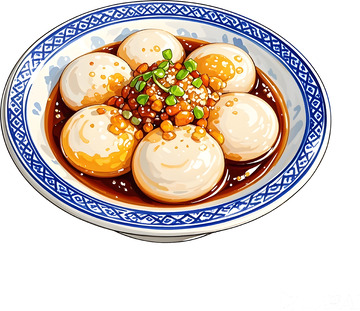 红糖汤圆美食插画