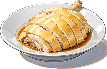 手绘白切鸡美食插画