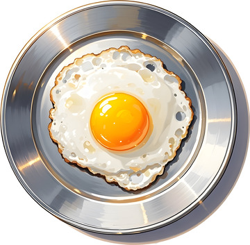 金属盘煎蛋插画