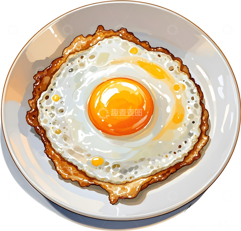 高清大图下载【趣麦麦图】彩绘煎蛋美食插画
