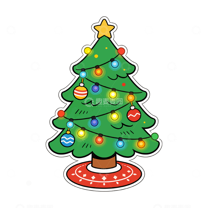 源文件下载【趣麦麦图】卡通圣诞树贴纸
