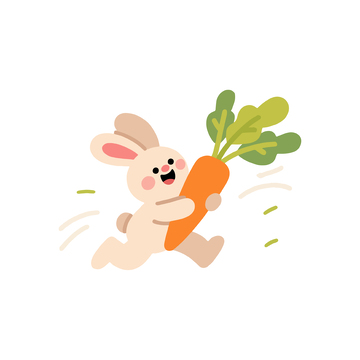 卡通可爱兔子拿胡萝卜插画