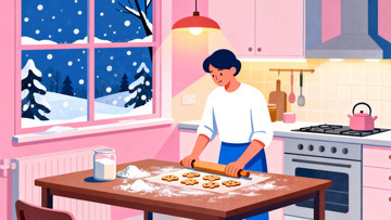 温馨冬日烘焙插画