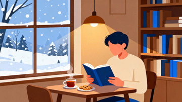 冬日书房读书图