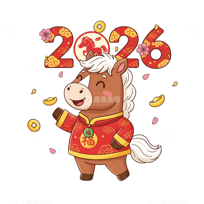 高清大图下载【趣麦麦图】9卡通马年漫画 