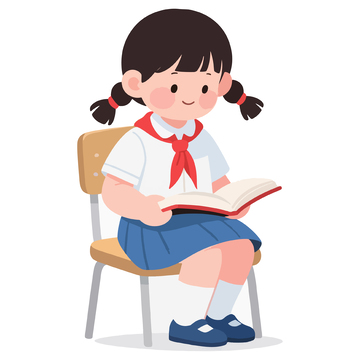卡通学生阅读插画
