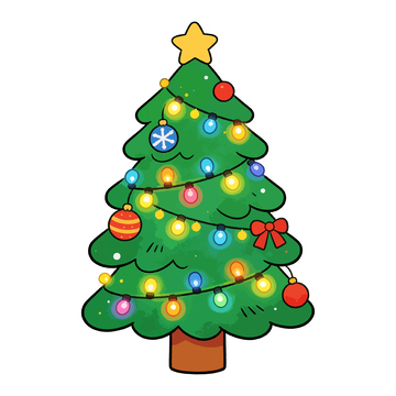 卡通圣诞树节日装饰插画
