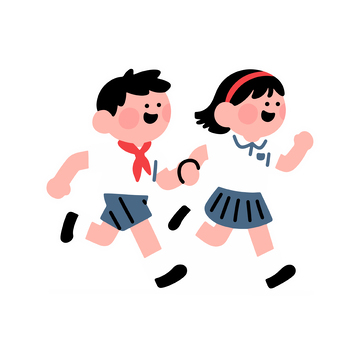 卡通学生跳跃插图