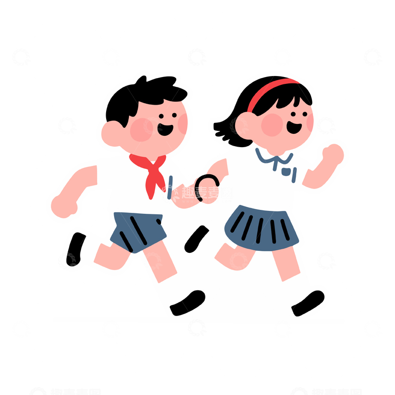 源文件下载【趣麦麦图】卡通学生跳跃插图