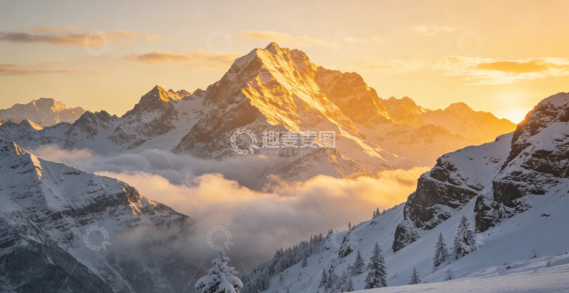 高清大图下载【趣麦麦图】雪山日出云海风光摄影